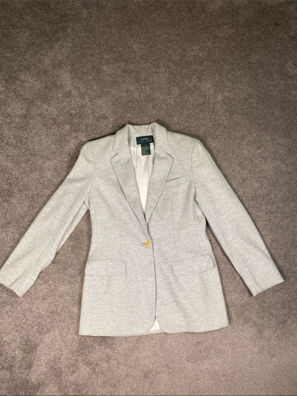 Lauren Ralph Lauren Heather Gray Single-Button Tailored Blazer